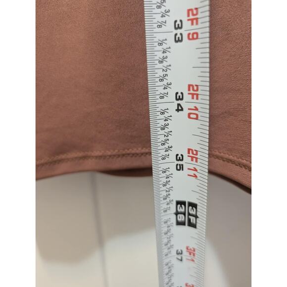 New! Express Ruffle Flutter Sheer Bodycon Vneck Mini Dress Rose Brown Size M - Picture 10 of 11